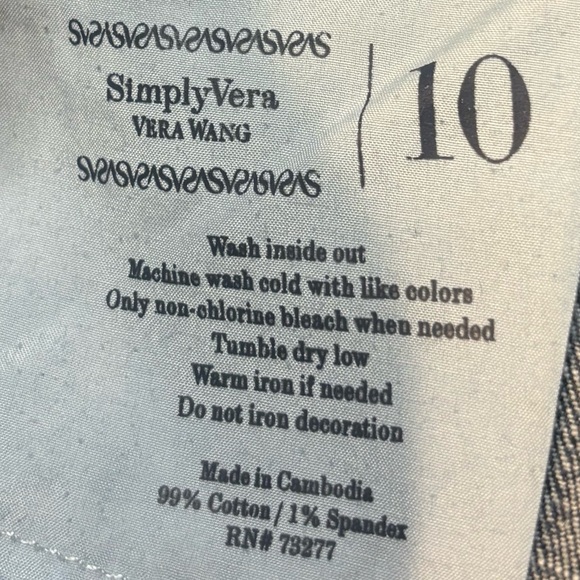 Simply Vera Vera Wang Mid-Rise Straight Leg Jeans Size 10 Blue Denim - Picture 7 of 7